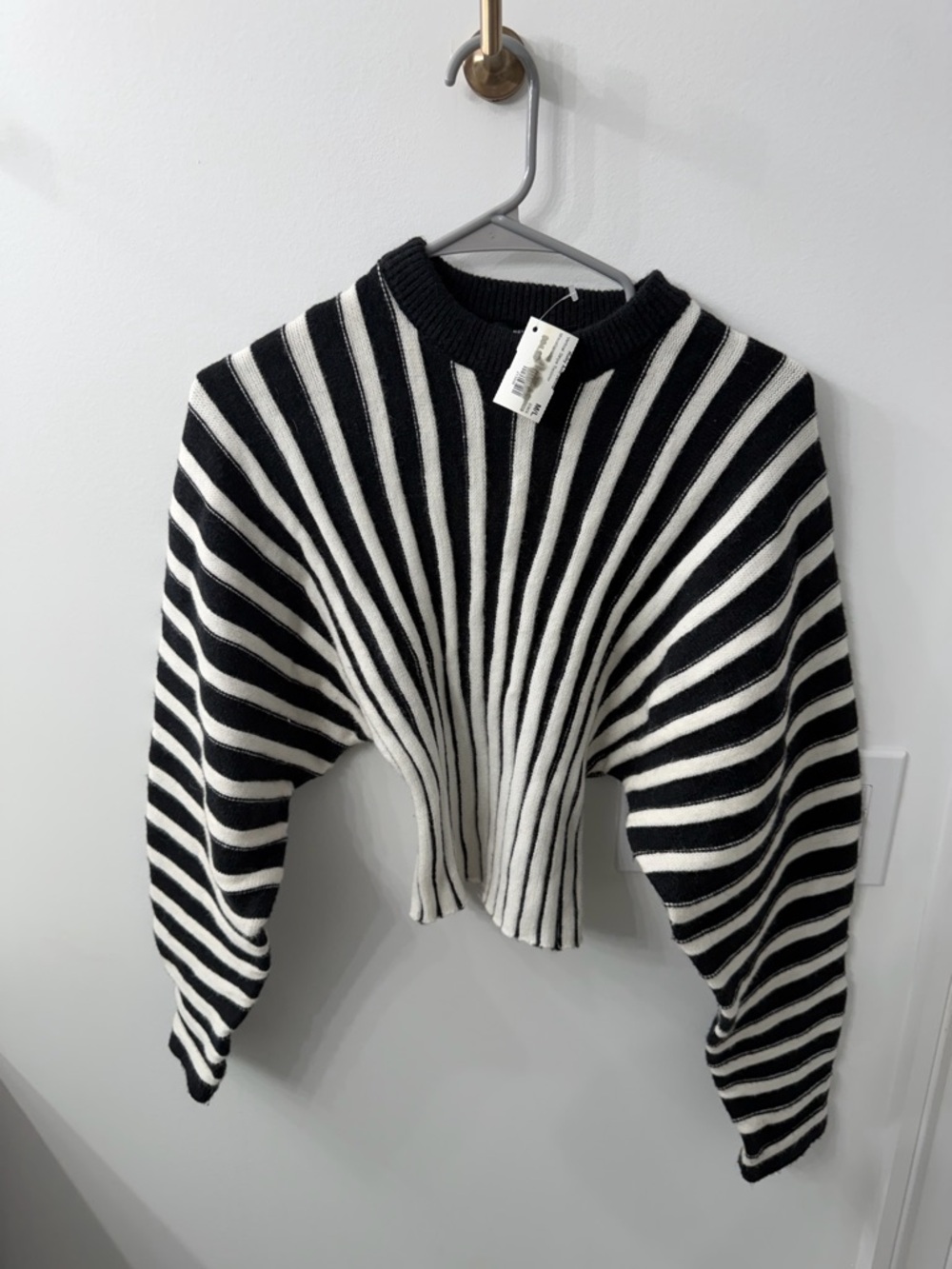 Striped Black and White Cropped Sweater